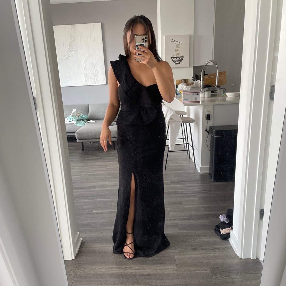 Lulus Kiss Me Again One Shoulder Ruffle Gown Maxi Wedding Guest Formal Prom